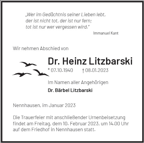 Dr. Heinz Litzbarski